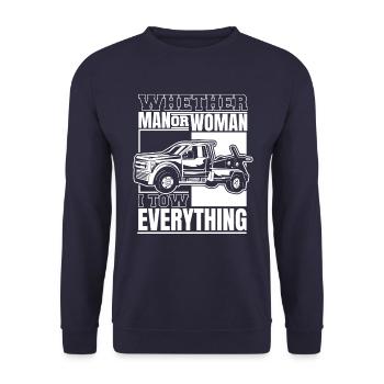 Tow Truck Truck Tow Truck - Unisex Sweatshirt - navy - Front - Alina (178cm) & Michal (187cm)