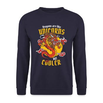 Drache Mystisch Drachen Fantasie - Unisex Pullover - Navy - Vorne - Alina (178cm) & Michal (187cm)
