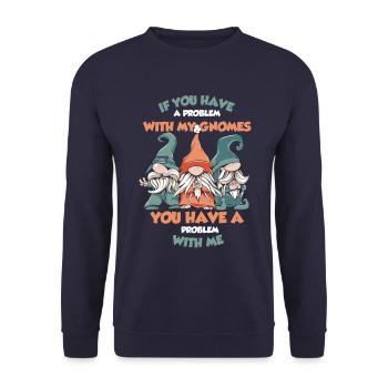 Garden Gnome Gnome Gardener Figure - Unisex Sweatshirt - navy - Front - Alina (178cm) & Michal (187cm)