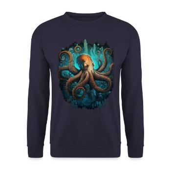 Octopus Octopus Cuttlefish Animal - Unisex Sweatshirt - navy - Front - Alina (178cm) & Michal (187cm)