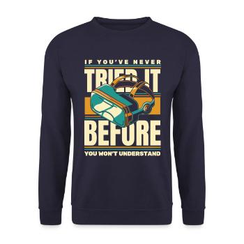 VR Virtual Reality Gaming Gamer Video Games - Unisex Sweatshirt - navy - Front - Alina (178cm) & Michal (187cm)