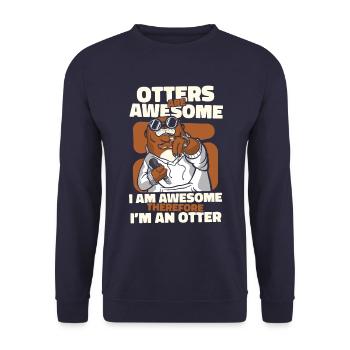 Otter sea otter - Unisex Sweatshirt - navy - Front - Alina (178cm) & Michal (187cm)