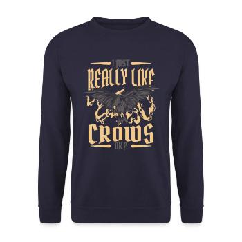 Rabe Raben Krähe Krähen Vogel Tier - Unisex Pullover - Navy - Vorne - Alina (178cm) & Michal (187cm)