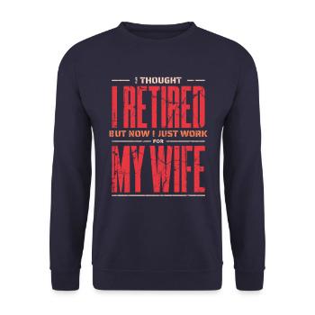 Rentner Ruhestand Rente Pensionierung - Unisex Pullover - Navy - Vorne - Alina (178cm) & Michal (187cm)