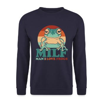 Crapaud grenouille - Sweat-shirt Unisexe - marine - Devant - Alina (178cm) & Michal (187cm)