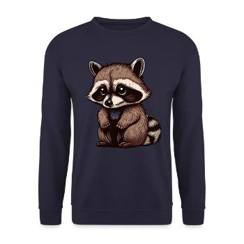 Waschbär Tier Barbados-Waschbär - Unisex Pullover - Navy - Vorne - Alina (178cm) & Michal (187cm)