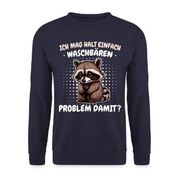 Waschbär Tier Barbados-Waschbär - Unisex Pullover - Navy - Vorne - Alina (178cm) & Michal (187cm)