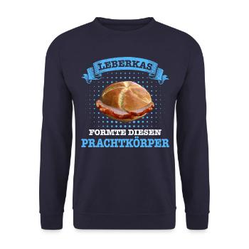 Leberkäs Bayern Leberkas Semmel Fleischkäse - Unisex Pullover - Navy - Vorne - Alina (178cm) & Michal (187cm)