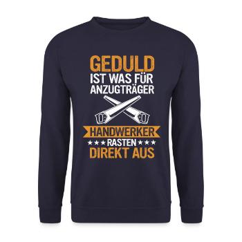 Handwerker Heimwerker Lustig Bauarbeiter Meister - Unisex Pullover - Navy - Vorne - Alina (178cm) & Michal (187cm)