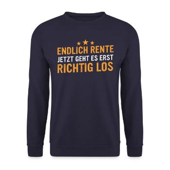 Ruhestand Rentner Rente Pension Renteneintritt - Unisex Pullover - Navy - Vorne - Alina (178cm) & Michal (187cm)