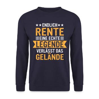 Ruhestand Rentner Rente Pension Renteneintritt - Unisex Pullover - Navy - Vorne - Alina (178cm) & Michal (187cm)