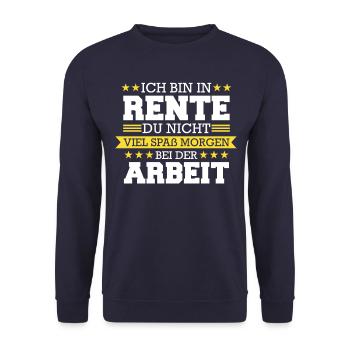 Ruhestand Rentner Rente Pension Renteneintritt - Unisex Pullover - Navy - Vorne - Alina (178cm) & Michal (187cm)