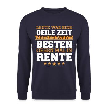 Ruhestand Rentner Rente Pension Renteneintritt - Unisex Pullover - Navy - Vorne - Alina (178cm) & Michal (187cm)