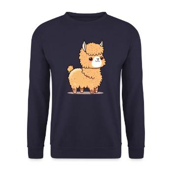 Alpaca Lama Alpaca Animal - Unisex Sweatshirt - navy - Front - Alina (178cm) & Michal (187cm)