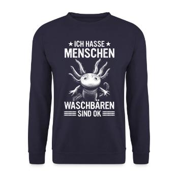 Axolotl Schwanzlurch Axolotls - Unisex Pullover - Navy - Vorne - Alina (178cm) & Michal (187cm)