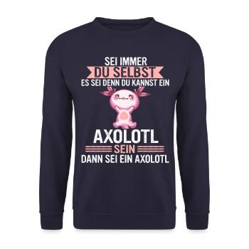 Axolotl Schwanzlurch Axolotls - Unisex Pullover - Navy - Vorne - Alina (178cm) & Michal (187cm)