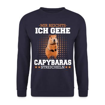 Capybara Wasserschwein Capybaras - Unisex Pullover - Navy - Vorne - Alina (178cm) & Michal (187cm)