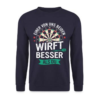 Dart Darts Dartspieler Dartsport - Unisex Pullover - Navy - Vorne - Alina (178cm) & Michal (187cm)