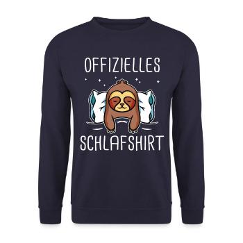 Faultier Faultiere Tier Schlafen Faul - Unisex Pullover - Navy - Vorne - Alina (178cm) & Michal (187cm)