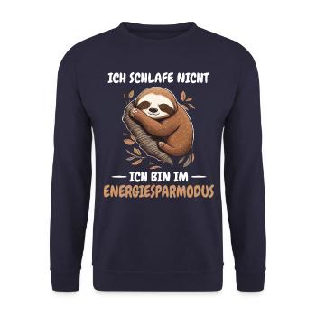 Faultier Faultiere Tier Schlafen Faul - Unisex Pullover - Navy - Vorne - Alina (178cm) & Michal (187cm)
