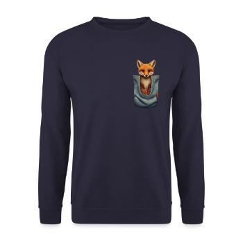 Fuchs Füchse Wildtier Waldtier Rotfuchs - Unisex Pullover - Navy - Vorne - Alina (178cm) & Michal (187cm)