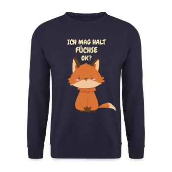 Fuchs Füchse Wildtier Waldtier Rotfuchs - Unisex Pullover - Navy - Vorne - Alina (178cm) & Michal (187cm)
