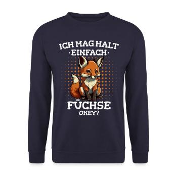 Fuchs Füchse Wildtier Waldtier Rotfuchs - Unisex Pullover - Navy - Vorne - Alina (178cm) & Michal (187cm)