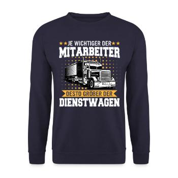 LKW Fahrer Fernfahrer Lastkraftwagenfahrer - Unisex Pullover - Navy - Vorne - Alina (178cm) & Michal (187cm)