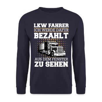 LKW Fahrer Fernfahrer Lastkraftwagenfahrer - Unisex Pullover - Navy - Vorne - Alina (178cm) & Michal (187cm)