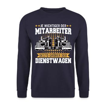 LKW Fahrer Fernfahrer Lastkraftwagenfahrer - Unisex Pullover - Navy - Vorne - Alina (178cm) & Michal (187cm)