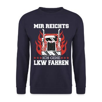 LKW Fahrer Fernfahrer Lastkraftwagenfahrer - Unisex Pullover - Navy - Vorne - Alina (178cm) & Michal (187cm)