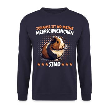 Meerschweinchen Kurzhaar Langhaar Crested - Unisex Pullover - Navy - Vorne - Alina (178cm) & Michal (187cm)