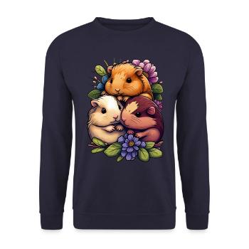 Cochon d’Inde Cheveux courts Cheveux longs Crête - Sweat-shirt Unisexe - marine - Devant - Alina (178cm) & Michal (187cm)
