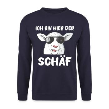 Schafe Schafherde Bauernhof Landwirt Schäfer - Unisex Pullover - Navy - Vorne - Alina (178cm) & Michal (187cm)
