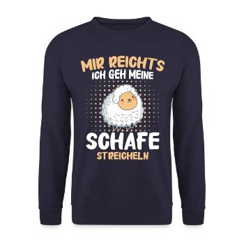 Schafe Schafherde Bauernhof Landwirt Schäfer - Unisex Pullover - Navy - Vorne - Alina (178cm) & Michal (187cm)