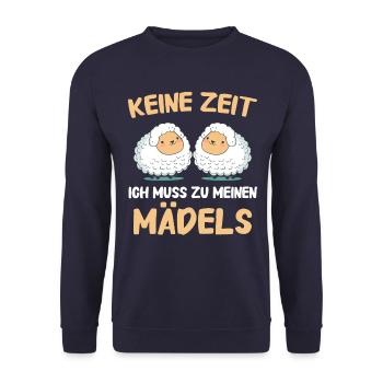 Schafe Schafherde Bauernhof Landwirt Schäfer - Unisex Pullover - Navy - Vorne - Alina (178cm) & Michal (187cm)