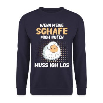Schafe Schafherde Bauernhof Landwirt Schäfer - Unisex Pullover - Navy - Vorne - Alina (178cm) & Michal (187cm)