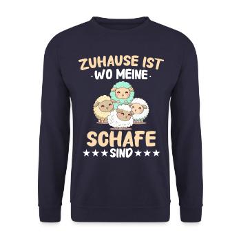 Schafe Schafherde Bauernhof Landwirt Schäfer - Unisex Pullover - Navy - Vorne - Alina (178cm) & Michal (187cm)