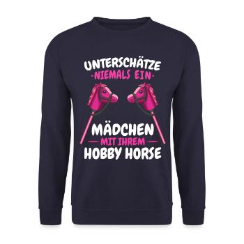Hobby Horsing Steckenpferd Hobbyhorsing - Unisex Pullover - Navy - Vorne - Alina (178cm) & Michal (187cm)