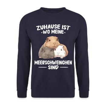 Meerschweinchen Kurzhaar Langhaar Crested - Unisex Pullover - Navy - Vorne - Alina (178cm) & Michal (187cm)