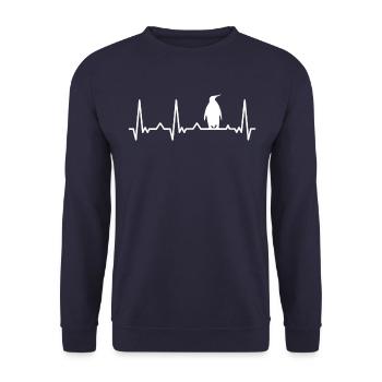 Pinguin Zwergpinguine Kaiserpinguin - Unisex Pullover - Navy - Vorne - Alina (178cm) & Michal (187cm)