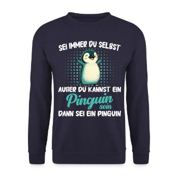 Pinguin Zwergpinguine Kaiserpinguin - Unisex Pullover - Navy - Vorne - Alina (178cm) & Michal (187cm)