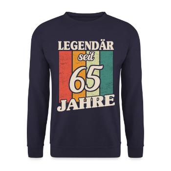 Geschenk 65 Jahre Geburtstagskind - Unisex Pullover - Navy - Vorne - Alina (178cm) & Michal (187cm)