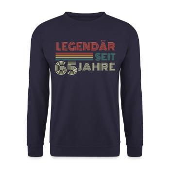 Geschenk 65 Jahre Geburtstagskind - Unisex Pullover - Navy - Vorne - Alina (178cm) & Michal (187cm)