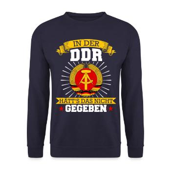 Ostdeutschland Osten Ossi DDR Heimat Ostblock - Unisex Pullover - Navy - Vorne - Alina (178cm) & Michal (187cm)
