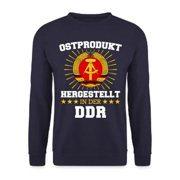 Ostdeutschland Osten Ossi DDR Heimat Ostblock - Unisex Pullover - Navy - Vorne - Alina (178cm) & Michal (187cm)