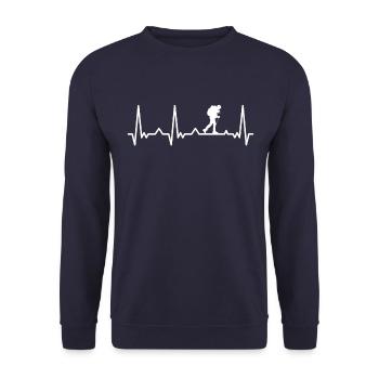 Hiking Hikers Hiking Mountains Forest - Unisex Sweatshirt - navy - Front - Alina (178cm) & Michal (187cm)