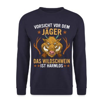 Wildschwein Jäger Wildschweine Jagd Wald Wildsau - Unisex Pullover - Navy - Vorne - Alina (178cm) & Michal (187cm)