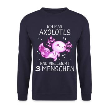 Axolotl Schwanzlurch Axolotls - Unisex Pullover - Navy - Vorne - Alina (178cm) & Michal (187cm)