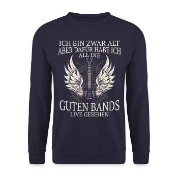 Gitarre Gitarrist Blues Gitarrenspieler Rock - Unisex Pullover - Navy - Vorne - Alina (178cm) & Michal (187cm)